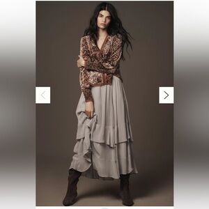 Anthropologie Chiffon Ruffle Midi Skirt